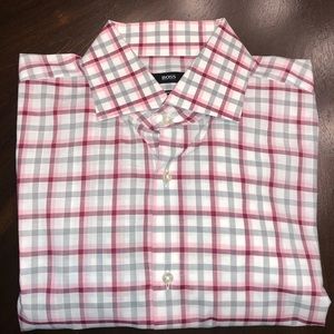Hugo Boss Dress Shirt Burgundy/Pink/Gray
